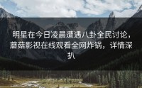 明星在今日凌晨遭遇八卦全民讨论，蘑菇影视在线观看全网炸锅，详情深扒