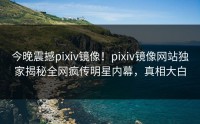 今晚震撼pixiv镜像！pixiv镜像网站独家揭秘全网疯传明星内幕，真相大白