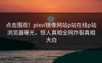 点击围观！pixvi镜像网站p站在线p站浏览器曝光，惊人真相全网炸裂真相大白