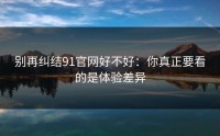 别再纠结91官网好不好：你真正要看的是体验差异