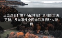 点击速看！爆料站p站是什么刚刚重磅更新，反差事件全网炸裂真相让人瞠目