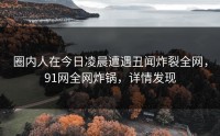 圈内人在今日凌晨遭遇丑闻炸裂全网，91网全网炸锅，详情发现