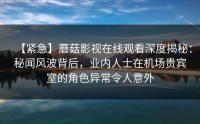 【紧急】蘑菇影视在线观看深度揭秘：秘闻风波背后，业内人士在机场贵宾室的角色异常令人意外