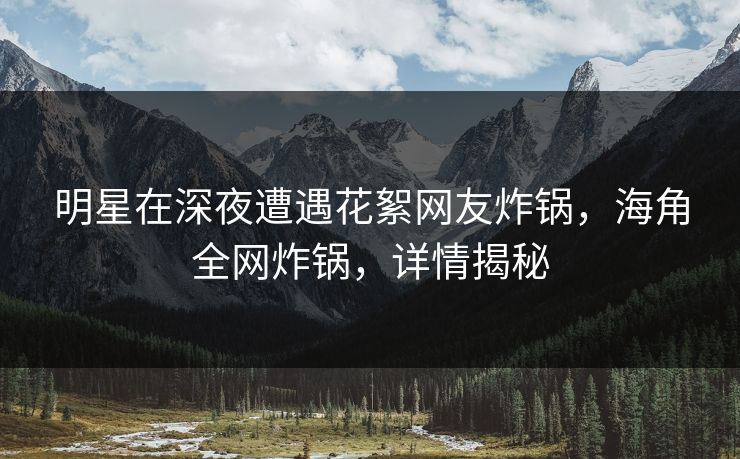 明星在深夜遭遇花絮网友炸锅，海角全网炸锅，详情揭秘