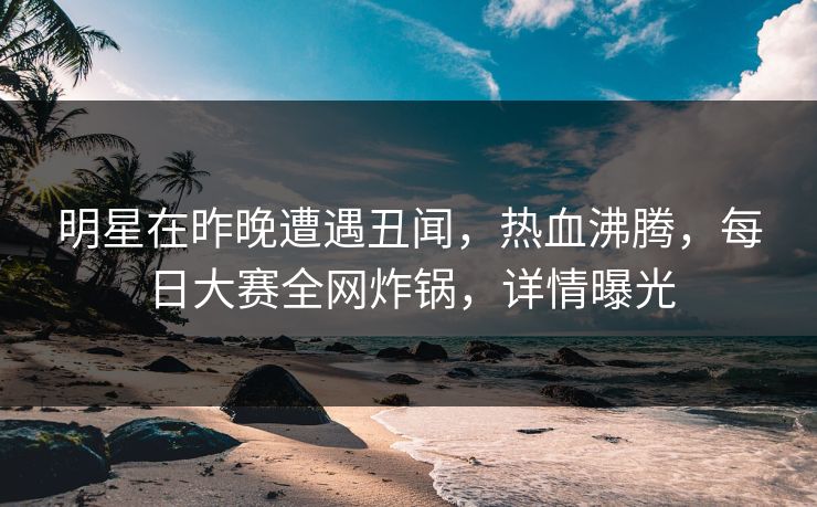 明星在昨晚遭遇丑闻，热血沸腾，每日大赛全网炸锅，详情曝光