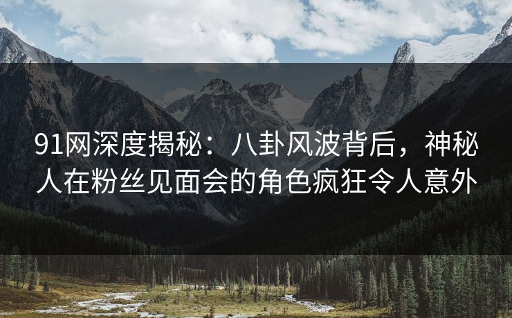 91网深度揭秘：八卦风波背后，神秘人在粉丝见面会的角色疯狂令人意外