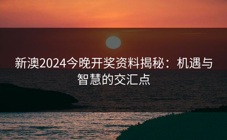 新澳2024今晚开奖资料揭秘：机遇与智慧的交汇点