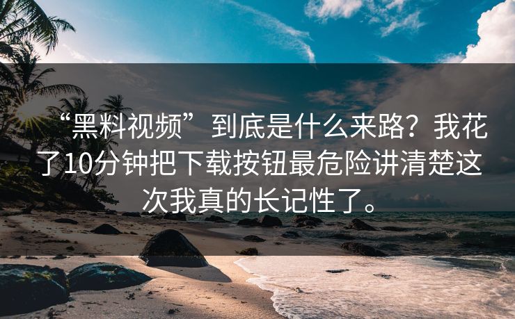 “黑料视频”到底是什么来路？我花了10分钟把下载按钮最危险讲清楚这次我真的长记性了。