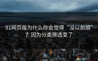 91网页版为什么你会觉得“没以前顺”？因为分类筛选变了