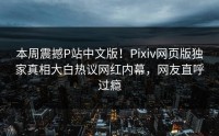 本周震撼P站中文版！Pixiv网页版独家真相大白热议网红内幕，网友直呼过瘾