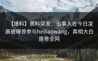 【爆料】黑料突发：当事人在今日凌晨被曝曾参与heiliaowang，真相大白席卷全网