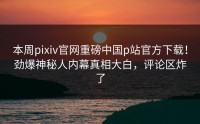 本周pixiv官网重磅中国p站官方下载！劲爆神秘人内幕真相大白，评论区炸了