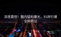 深夜震惊！圈内猛料曝光，91网引爆全网热议