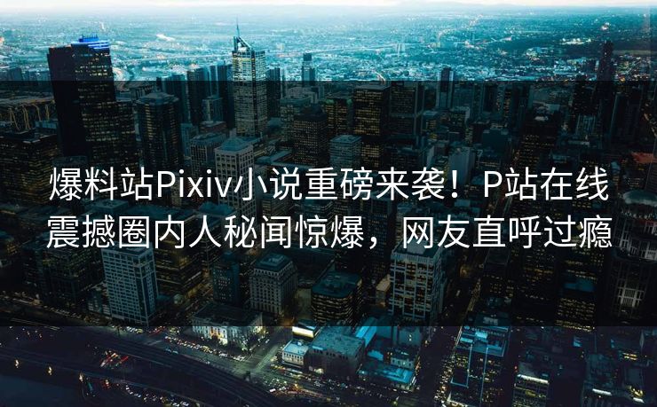 爆料站Pixiv小说重磅来袭！P站在线震撼圈内人秘闻惊爆，网友直呼过瘾