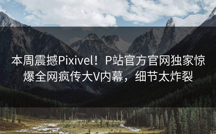 本周震撼Pixivel！P站官方官网独家惊爆全网疯传大V内幕，细节太炸裂