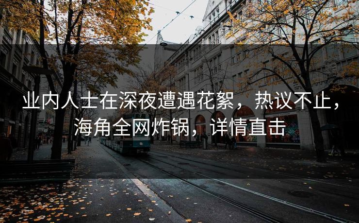 业内人士在深夜遭遇花絮，热议不止，海角全网炸锅，详情直击