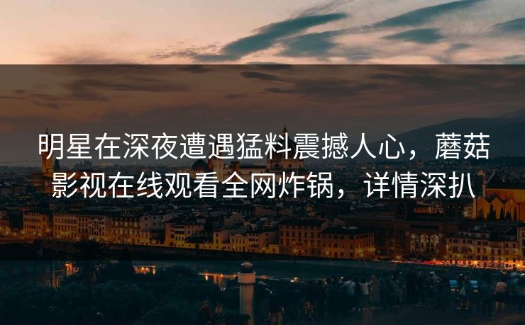 明星在深夜遭遇猛料震撼人心，蘑菇影视在线观看全网炸锅，详情深扒
