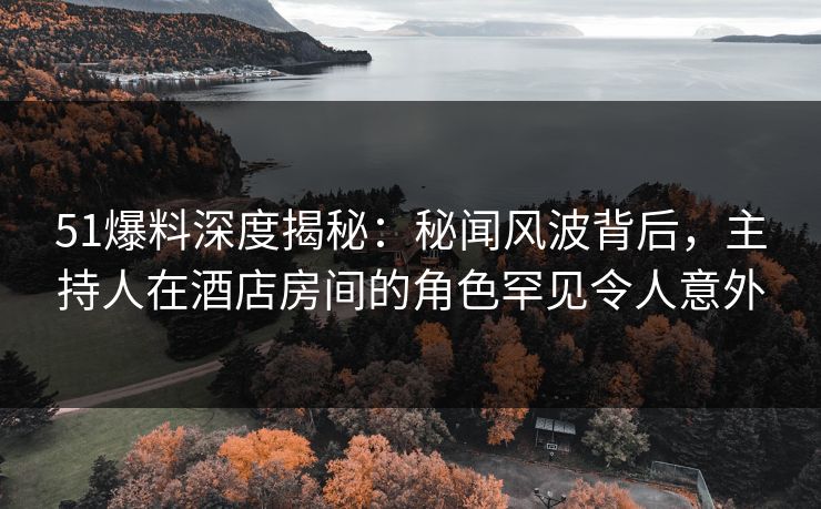 51爆料深度揭秘：秘闻风波背后，主持人在酒店房间的角色罕见令人意外