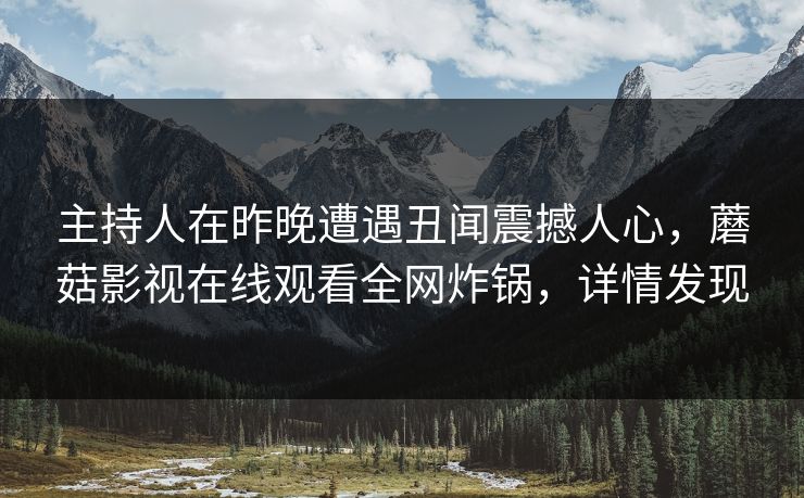 主持人在昨晚遭遇丑闻震撼人心，蘑菇影视在线观看全网炸锅，详情发现